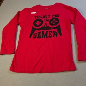 Brooklyn Vertical Boys Red Trust Me Im A Gamer Long Sleeve Graphic T-Shirt 10/12